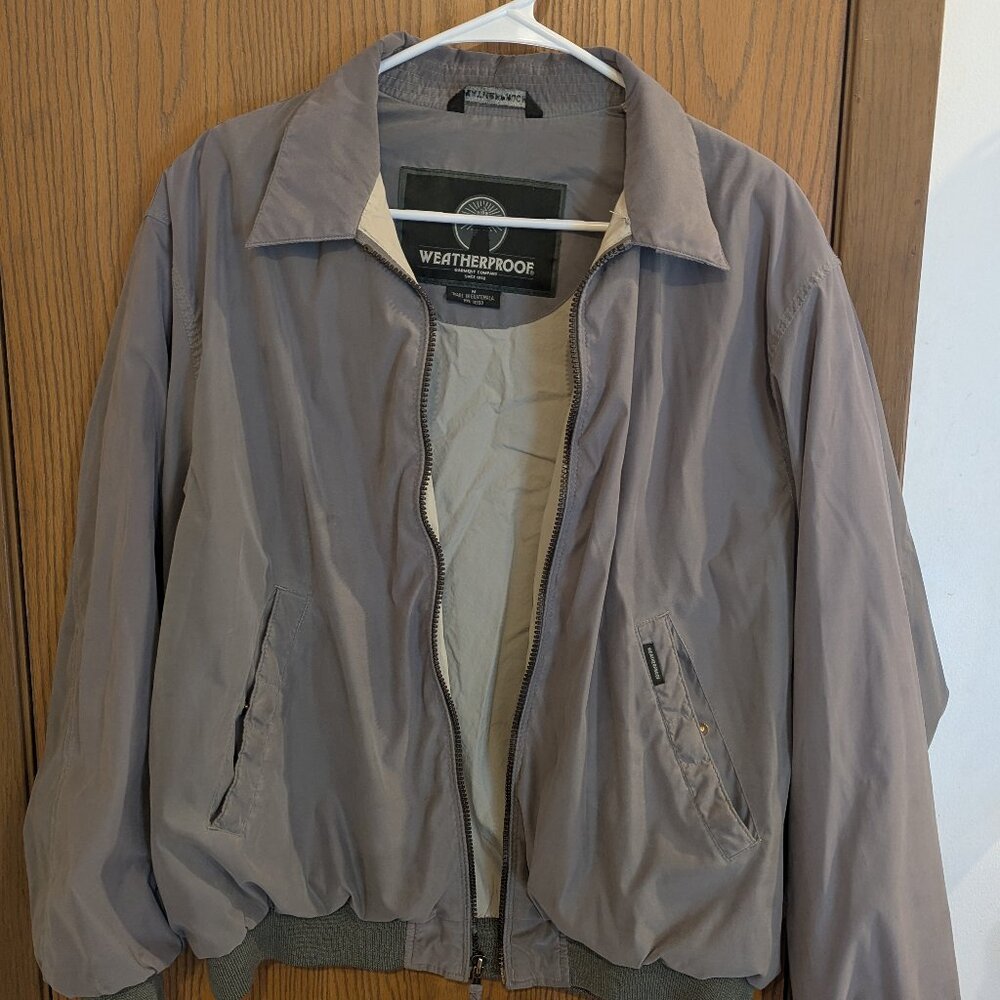 WEATHERPROOF Bomber Jacket Stone Beige Khaki Microfiber Golf-Men's Medium